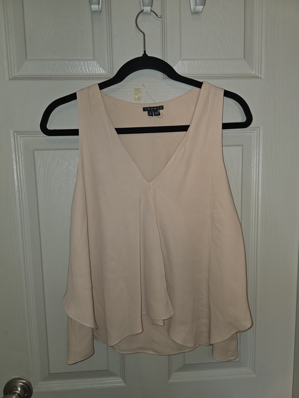 Theory 100% Silk Jantine Double Georgette Light Blush Layered V-Neck Camisole